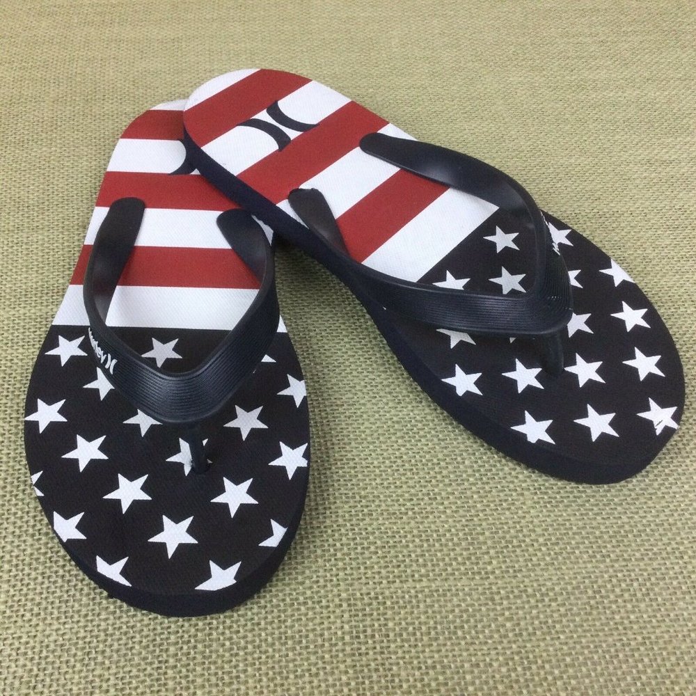 Hurley Merica Flip Flop Sandals USA Flag - Picture 2 of 6